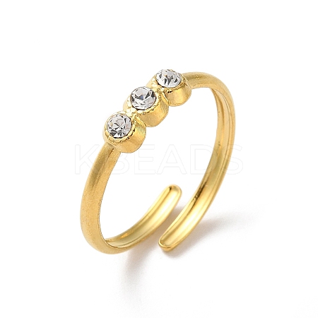 304 Stainless Steel Rhinestone Cuff Rings RJEW-M171-17G-1