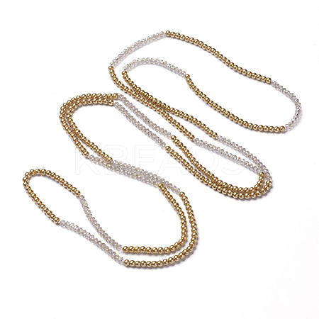 Faceted Round Glass Beaded Necklaces NJEW-K077-02-1