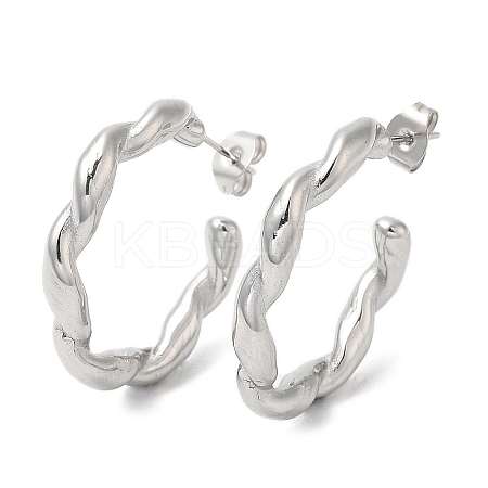 Non-Tarnish 304 Stainless Steel Twist Ring Stud Earrings EJEW-B026-24P-1