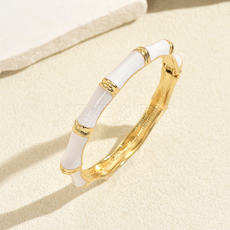 Vintage Zinc Alloy Enamel Bamboo Hinged Cuff Bangles for Women BF0651-5-1
