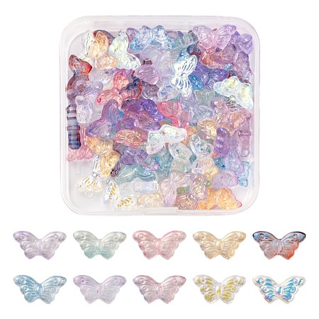 80Pcs 10 Style AB Color Plated & Spray Painted & Transparent Glass Beads GLAA-FS0001-16-1
