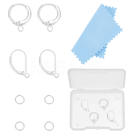 2Pairs 2 Styles 925 Sterling Silver Leverback Earring Findings STER-UN0001-90-1