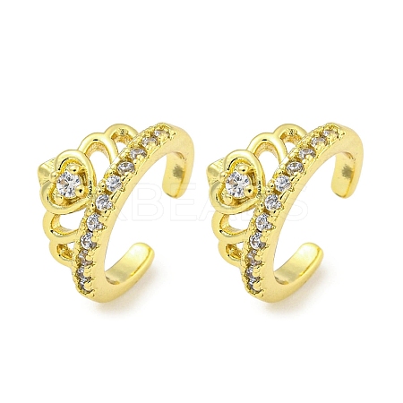 Brass Micro Pave Cubic Zirconia Cuff Earrings EJEW-C104-022G-1