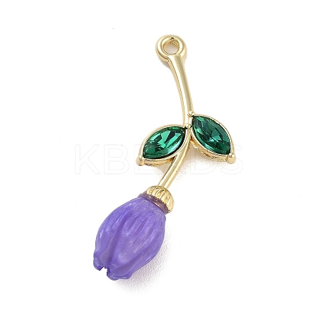 Alloy Resin Flower Pendants PALLOY-U003-06G-01-1