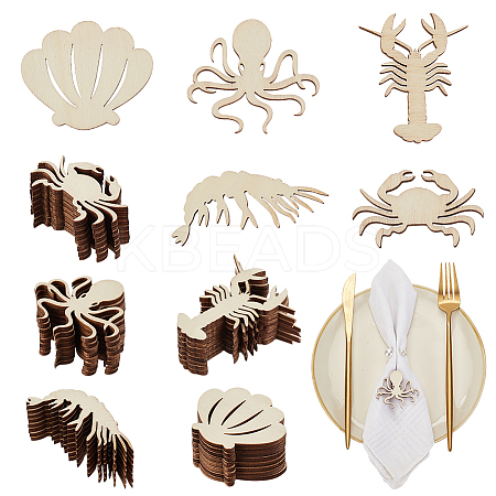 100Pcs 5 Styles Unfinished Wooden Cutouts WOOD-OC0002-87-1