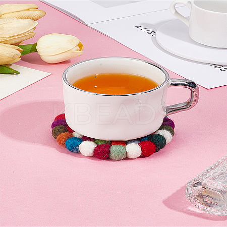 1Pc Round Wool Felt Ball Coasters AJEW-LP0005-94-1