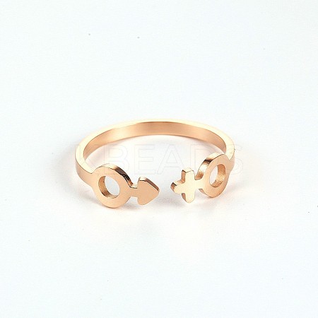 Stylish Adjustable 304 Stainless Steel Gender Symbol Cuff Rings for Women CD3807-16-1