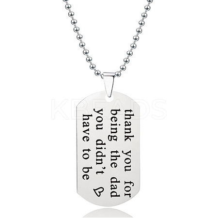 201 Stainless Steel To My Dad Dog Tag Pendant Ball Chain Necklaces FS-WG527E6-01-1