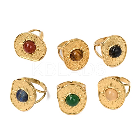 Natural Mixed Stone Finger Rings RJEW-Q822-35G-1