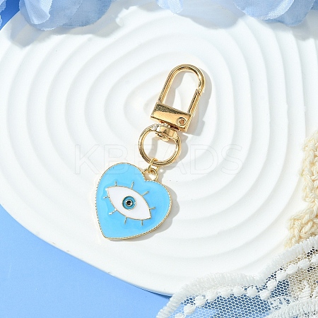 Heart with Evil Eye Alloy Enamel Pendant Decorations HJEW-YW00017-06-1