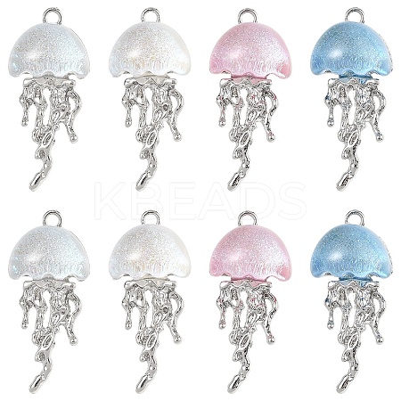 20Pcs 4 Colors Alloy Resin Pendants RESI-YW0005-73-1