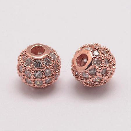 Brass Micro Pave Cubic Zirconia Beads ZIRC-E110-03RG-1
