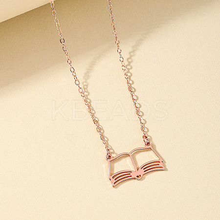 Fashionable Iron Hollow Out Book Pendant Necklaces for Women FS-WG9E5D2-03-1
