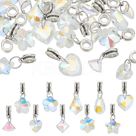 30Pcs 10 Styles Electroplated Glass European Dangle Charms PALLOY-AR00049-1