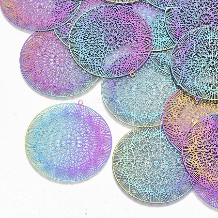 Ion Plating(IP) 201 Stainless Steel Filigree Pendants X-STAS-S108-65-1