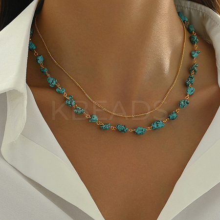 Vintage Brass Double Layered Necklace XN8409-1