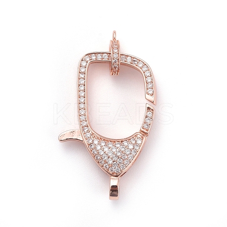 Brass Micro Pave Cubic Zirconia Lobster Claw Clasps ZIRC-F110-94RG-04-1