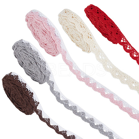 30 Yards 5 Colors Cotton Braided Wavy Lace Ribbon OCOR-NB0002-26-1