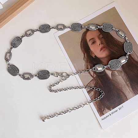 Tibetan Style Alloy Rectangle Oval Link Chain Belts for Women FS-WGA0700-01-1
