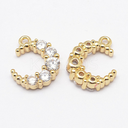 Brass Micro Pave Grade AAA Cubic Zirconia Charms X-ZIRC-P029-02G-NR-1