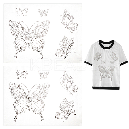 Butterfly Glass Hotfix Rhinestone FIND-WH0420-123-1