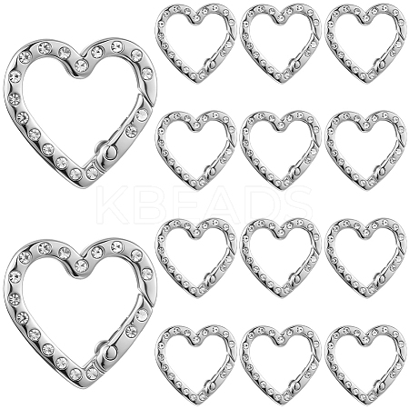 20Pcs Zinc Alloy Rhinestone Spring Gate Rings FIND-SP0004-36P-1