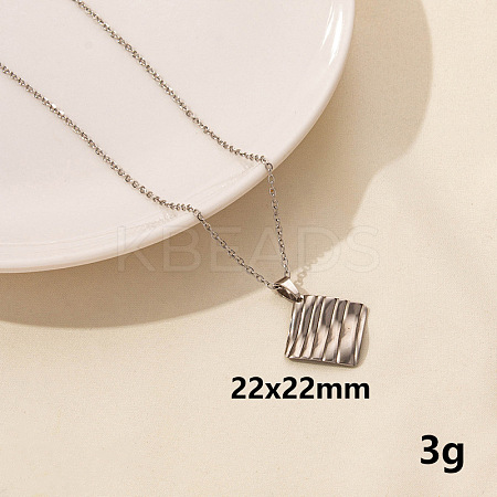 304 Stainless Steel Geometric Rhombus Pendant Necklace for Women GD7142-3-1