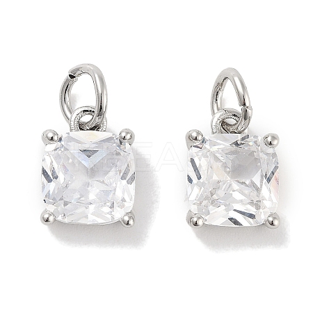 Brass Micro Pave Cubic Zirconia Charms KK-C051-15P-01-1