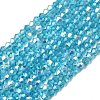 AB Color Plated Transparent Glass Beads Strands GLAA-G127-01C-1