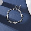 Brass Pave Clear Cubic Zirconia Bowknot and Hollow Moon Link Bracelets BJEW-D387-01P-2
