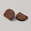 Saddle Brown Wood Stud Earring Findings WOOD-WH0125-10A-2