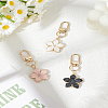 3Pcs 3 Colors Flower Alloy Enamel Pendant Decorations KEYC-LP0001-33-1