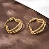 304 Stainless Steel Triple Heart Hoop Earrings EJEW-I320-27G-02-3