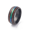 Ion Plating(IP) 304 Stainless Steel Paua Shell Cuff Ring for Women RJEW-M014-01B-E-1