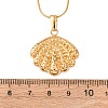 304 Stainless Steel Textured Shell Shape Pendant Snake Chain Necklaces for Women NJEW-F354-10G-5