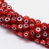 Handmade Evil Eye Lampwork Flat Round Bead Strands LAMP-L058-6mm-06-1