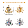4Pcs 2 Colors Brass Micro Pave Colorful Cubic Zirconia Chrams ZIRC-BBC0001-10-2
