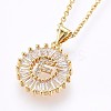 Brass Micro Pave Cubic Zirconia Initial Pendant Necklaces NJEW-H486-30G-F-1