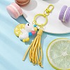 Cartoon PVC Plastic Big Pendants Keychains with Faux Suede Tassel KEYC-JKC00569-01-3