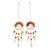 Wire Wrapped Natural Red Agate Chip Tree of Life Window Hanging Prism Ornaments HJEW-TA00283-02-1