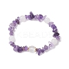 Natural Amethyst & Quartz Crystal & Malaysia Jade Beaded Stretch Bracelets for Women BJEW-JB12305-03-2