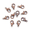 Red Copper Tone Zinc Alloy Lobster Claw Clasps X-E103-NFR-2