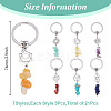 21Pcs 7 Styles Natural Red Jasper Red Aventurine Citrine Green Aventurine Lapis Lazuli Amethyst & Synthetic Turquoise Keychain with Alloy Finding and 304 Stainless Steel Split Key Ring KEYC-GO00010-2