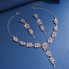 Ear of Wheat Alloy Crystal Rhinestone Pendant Necklaces & Stud Dangle Earrings Sets FS-WGD4E70-02-4