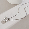 1pc Brass Chain with Alloy Letter Pendants Necklaces NJEW-LP0001-41U-P-3