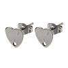 Non-Tarnish 304 Stainless Steel Heart Stud Earring Findings STAS-R063-37-1