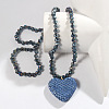 Valentine's Day Heart Alloy Rhinestone Pendant Glass Beaded Necklaces for Women FS-WG456B3-06-1