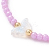 Opaque Acrylic & Brass Beaded Stretch Bracelets BJEW-JB09122-5