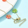 304 Stainless Steel & Synthetic Stone Daisy Flower Chain Anklets for Women AJEW-B031-01G-03-3