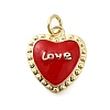 Brass Red Enamel Pendants KK-S523-14G-1